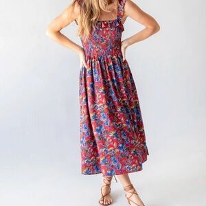 Natural Life Megan Dress Large Red Floral